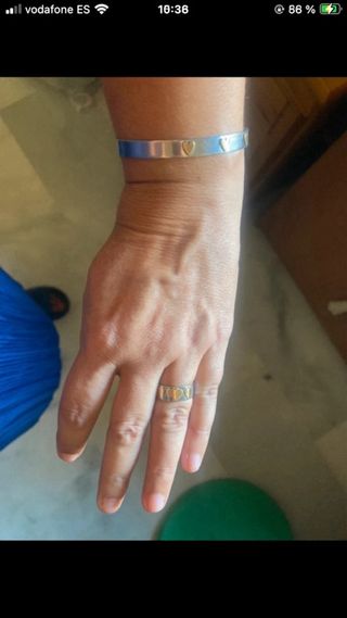 Conjunto pulsera y anillo corazones