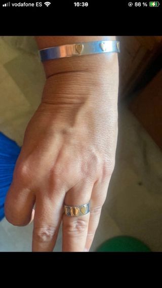 Conjunto pulsera y anillo corazones