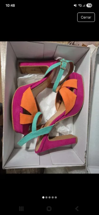 Tacones Laura Naranja y Rosa