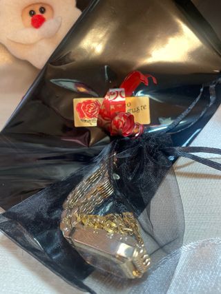 Reloj y Brazalete Dorado Fiesta Navidad