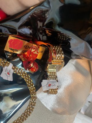 Reloj y Brazalete Dorado Fiesta Navidad