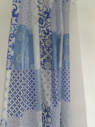 URGE !Cortina Ducha Bañera Mosaico Azul y Blanco