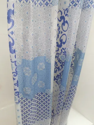 URGE !Cortina Ducha Bañera Mosaico Azul y Blanco