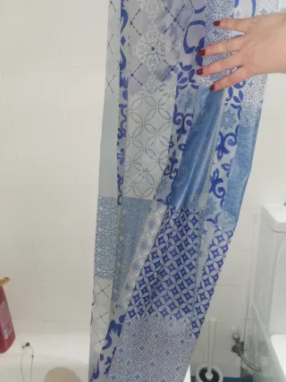 URGE !Cortina Ducha Bañera Mosaico Azul y Blanco