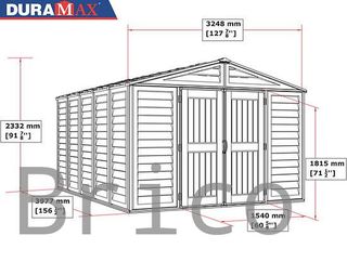 Caseta PVC Woodbridge Plus 405x324x233 cm - Duramax
