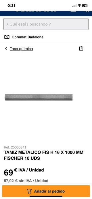 Malla Fischer 16x1000mm