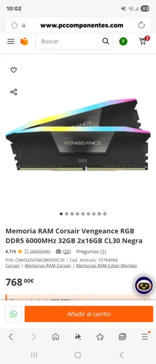 Corsair Vengeance RGB DDR5 32GB (2x16GB)