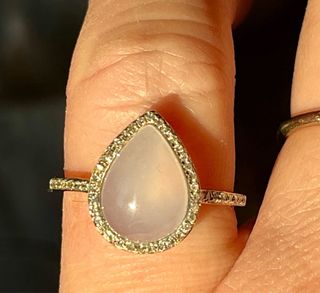 Anillo Plata Calcedonia Diamantes