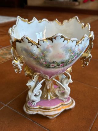 Cuenco compotera pedestal antiguo