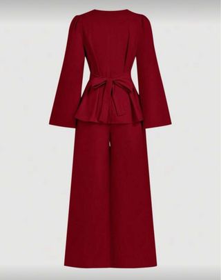 Conjunto elegante mujer rojo burdeos