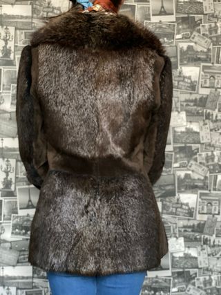 Chaquetón vintage ante y pelo Lobo