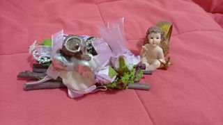 Set 2 decorazioni angioletti fiori