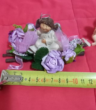 Set 2 decorazioni angioletti fiori