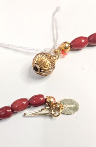 Collana vintage in corallo Bambù rosso e oro 14k