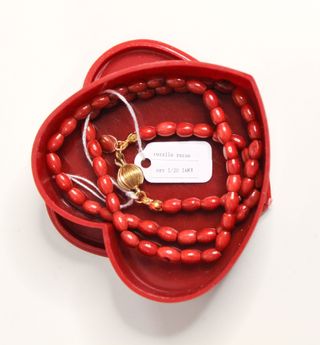 Collana vintage in corallo Bambù rosso e oro 14k