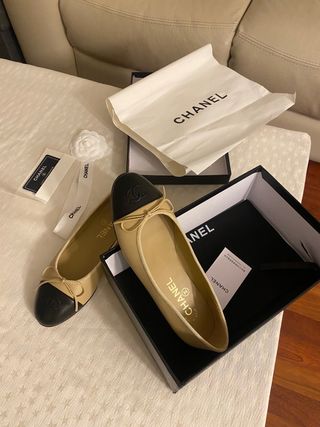 Bailarinas tributo Chanel Beige y Negro