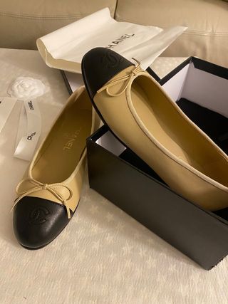 Bailarinas tributo Chanel Beige y Negro