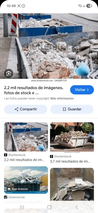 Escombros para construcción