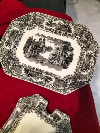 Sopera, bandeja, ensaladera Cartuja porcelana