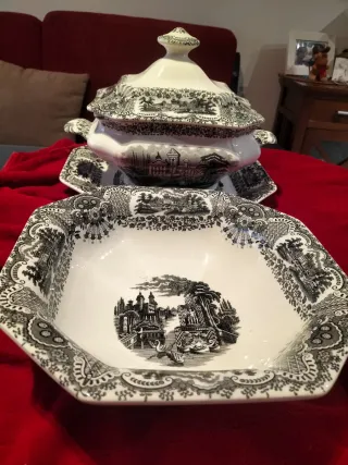 Sopera, bandeja, ensaladera Cartuja porcelana