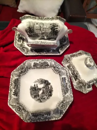 Sopera, bandeja, ensaladera Cartuja porcelana