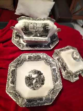 Sopera, bandeja, ensaladera Cartuja porcelana