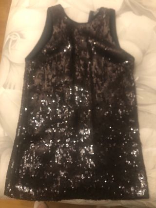 Vestido lentejuelas Zara marrón/plata