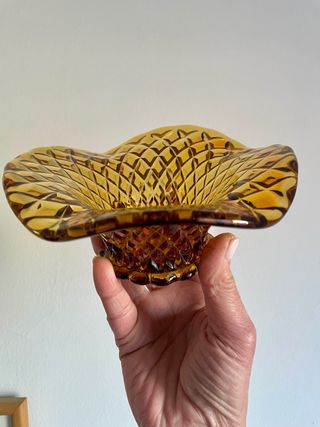 Ciotolina vetro ambrato anni '60