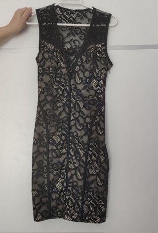 Vestido Guess encaje negro y beige