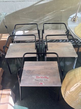 Mesas Auxiliares Sillas Metal Madera