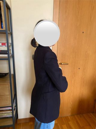 Chaqueta Zara Lana Manteco Negra Talla XS