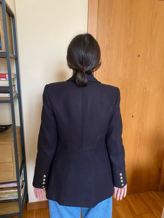 Chaqueta Zara Lana Manteco Negra Talla XS