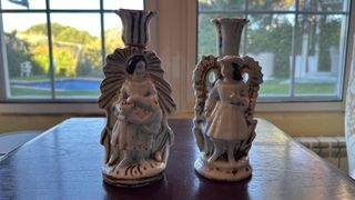 Candelabros antiguos de cerámica