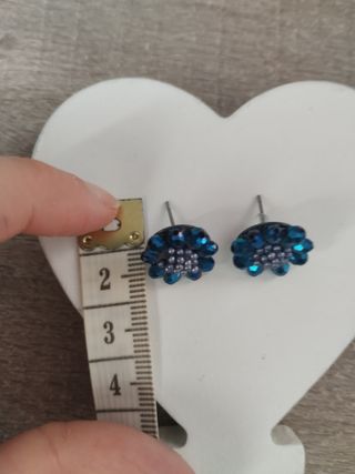 Pendientes flor azul y plateado