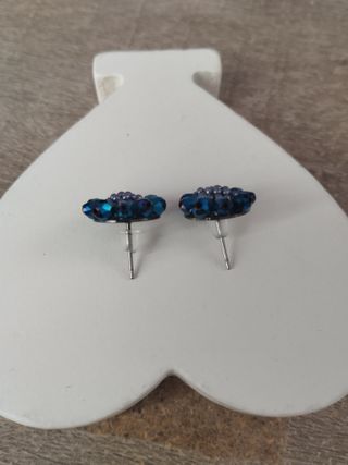 Pendientes flor azul y plateado