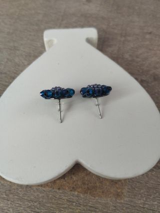 Pendientes flor azul y plateado