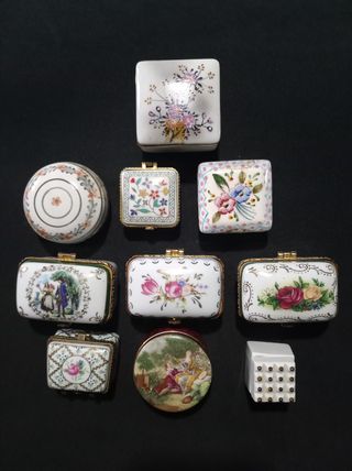 Lote 10 cajitas porcelana vintage decoradas