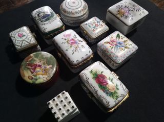 Lote 10 cajitas porcelana vintage decoradas