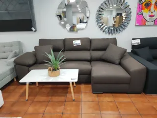 Sofá chaise longue cama marrón/gris