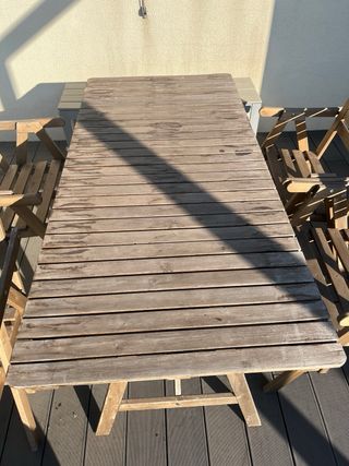 Conjunto Mesa y Sillas Terraza Ikea Madera Teka