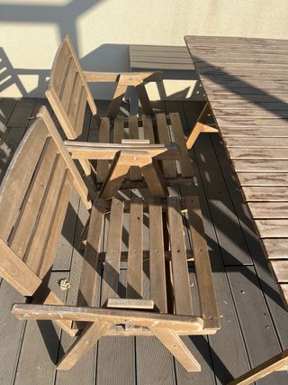 Conjunto Mesa y Sillas Terraza Ikea Madera Teka
