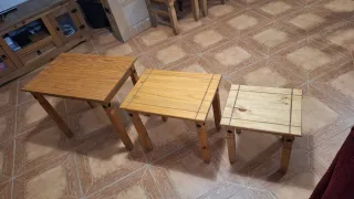 Conjunto mesas apilables madera