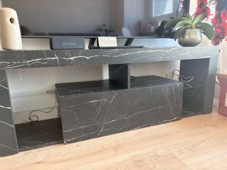 Mueble TV Negro con Luces LED 140x35