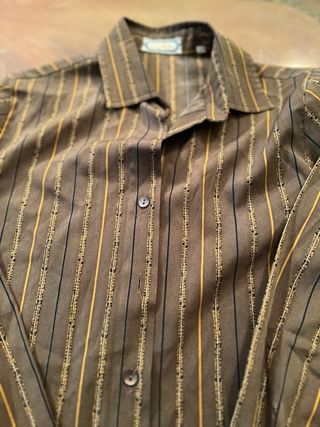Blusa vintage Moda rayas marrones y multicolor A