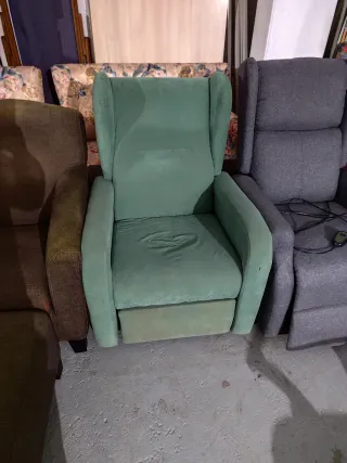 Sillón relax tela gris y verde