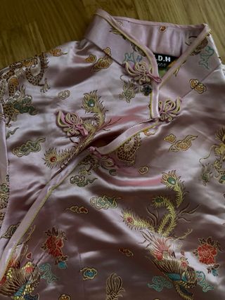 Vestido chino rosa dragones