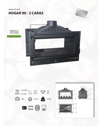 Estufa de Leña de 2 Caras Nueva AST1007