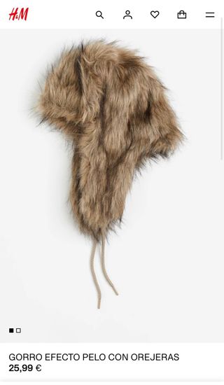 Gorro efecto pelo con orejeras beige y marrón