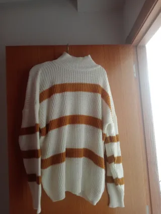 Jersey de mujer rayas naranja y blanco XXL
