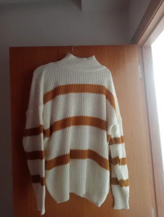 Jersey de mujer rayas naranja y blanco XXL